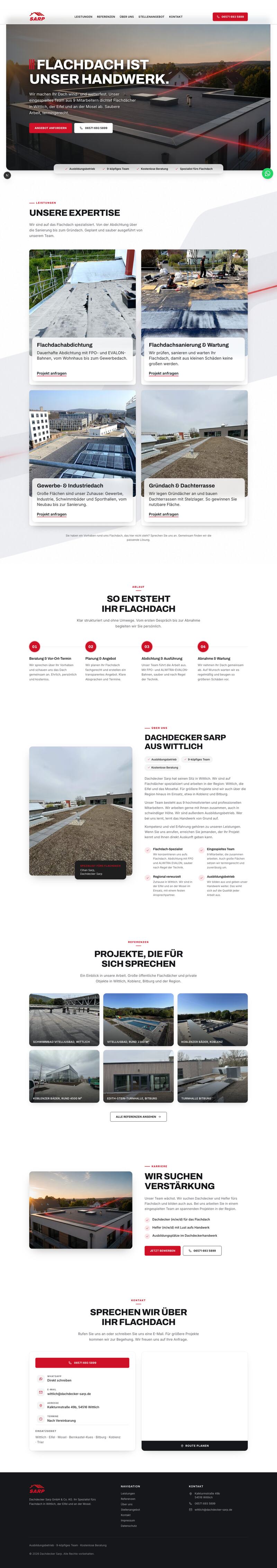 Webseite von Dachdecker Sarp