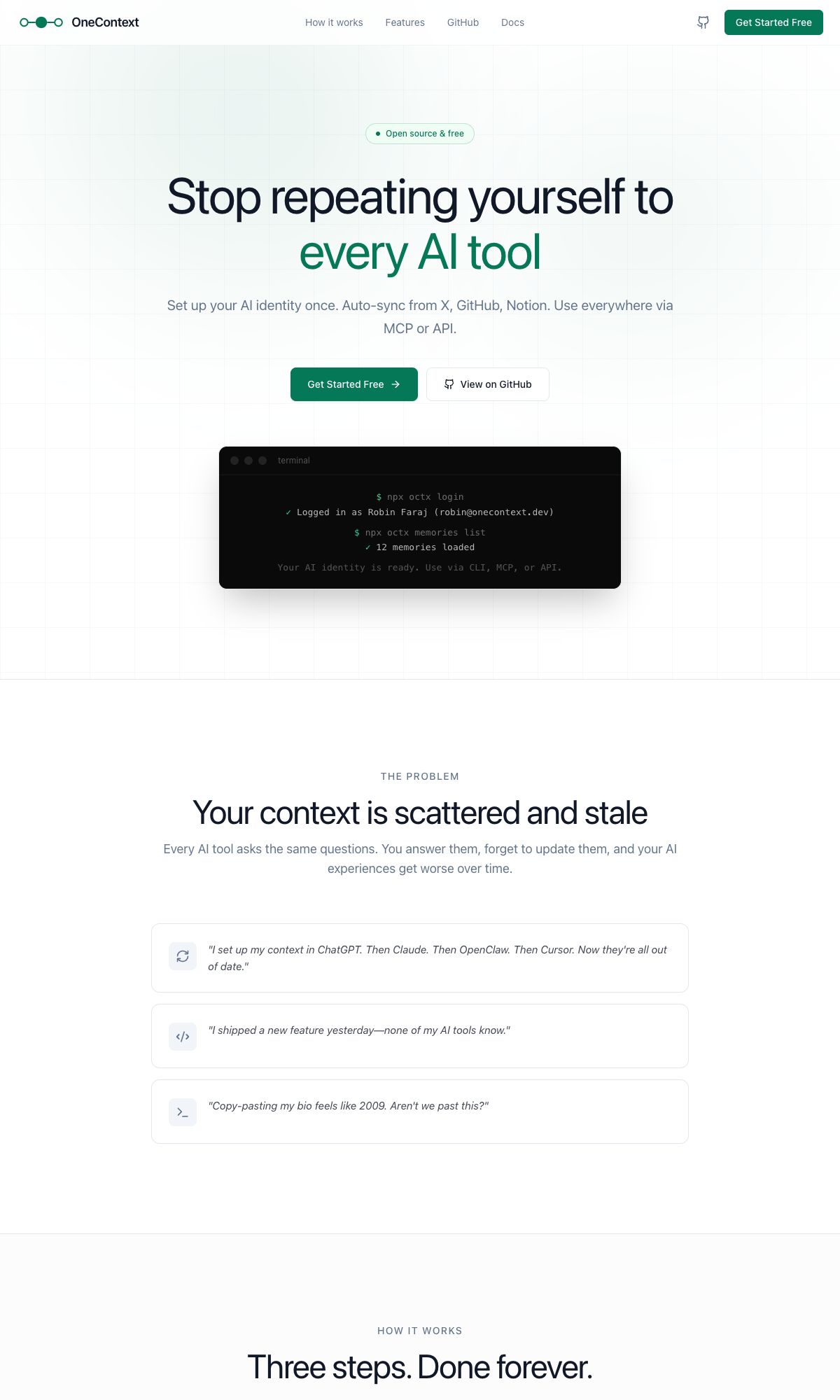 OneContext — Webseite