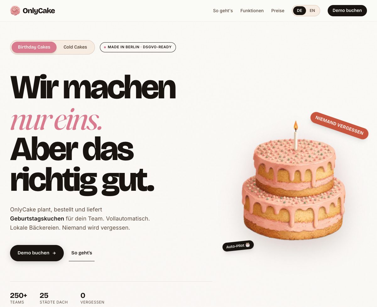 OnlyCake — Webseite